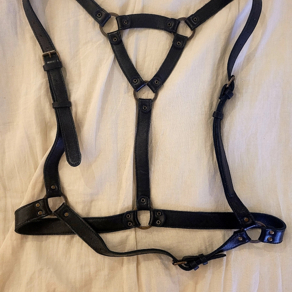 Super Soft Leather Harness Black M